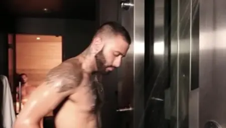 BROMO - Masturbating next to tattooed latin jock