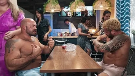 Men: Bald Hunk Nick Bends for Dominant Riley