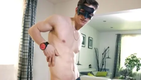 Maskurbate - Jake wearing mask cumshot in the backyard
