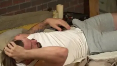 Bromo US: Masturbating beside inked american bear