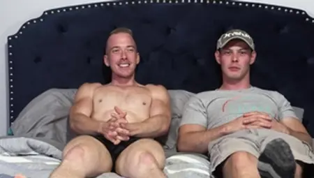 Activeduty - Hairy brunette Mac jerking big dick and rimming