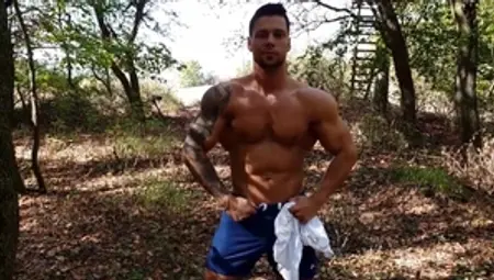 Maskurbate: Pornstar Angelo finds dick to fuck in the woods